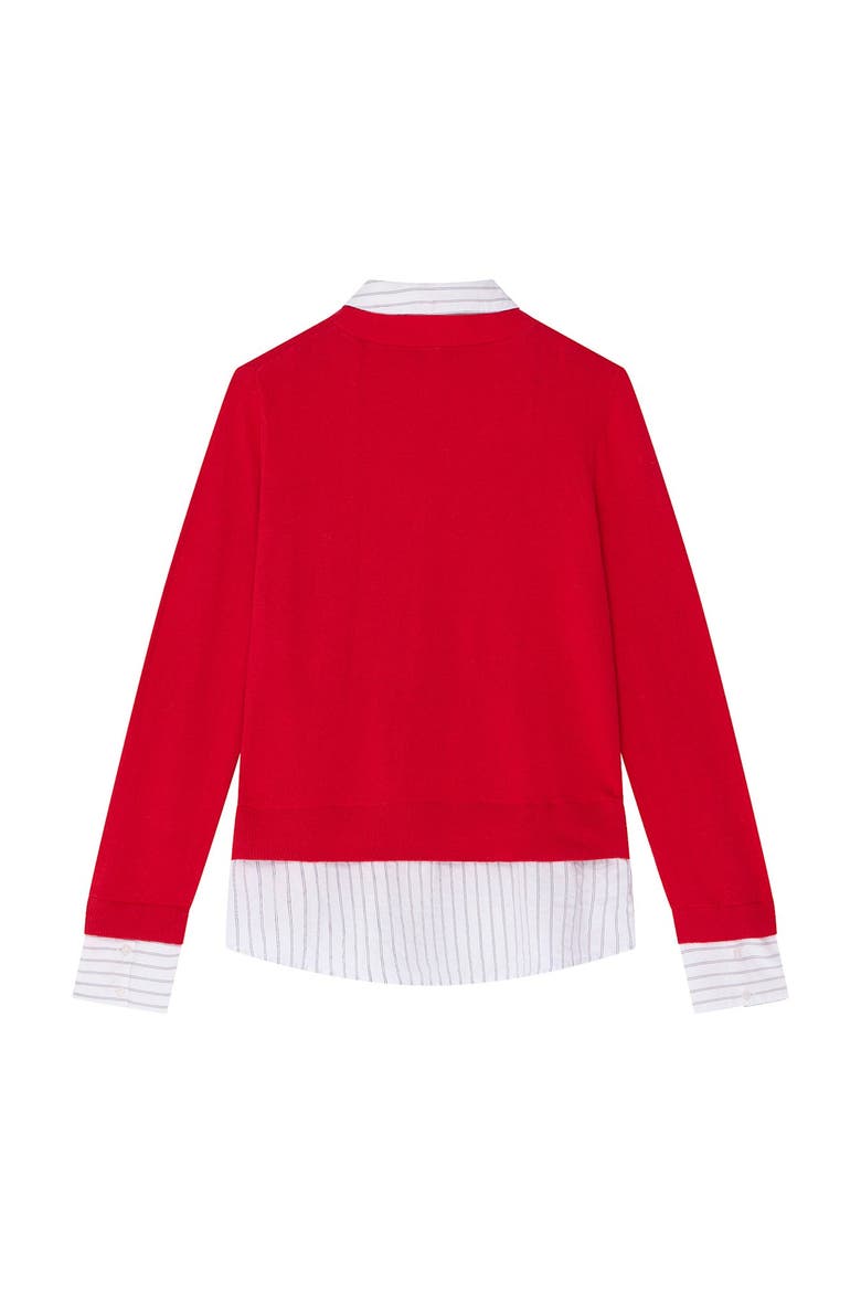 Cotton Blend Layered Knit Shirt, Alternate, color, Red