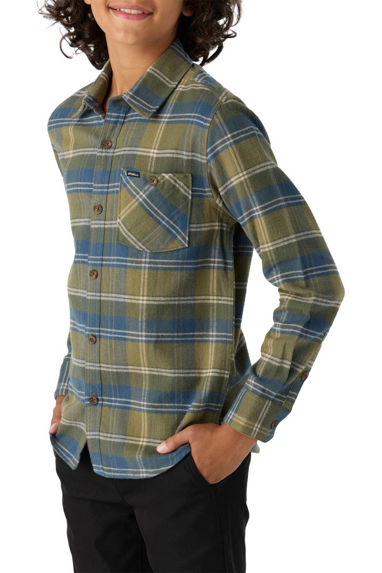 Kids' Redmond Plaid Flannel Button-Up Shirt, Alternate, color, DEEP LICHE