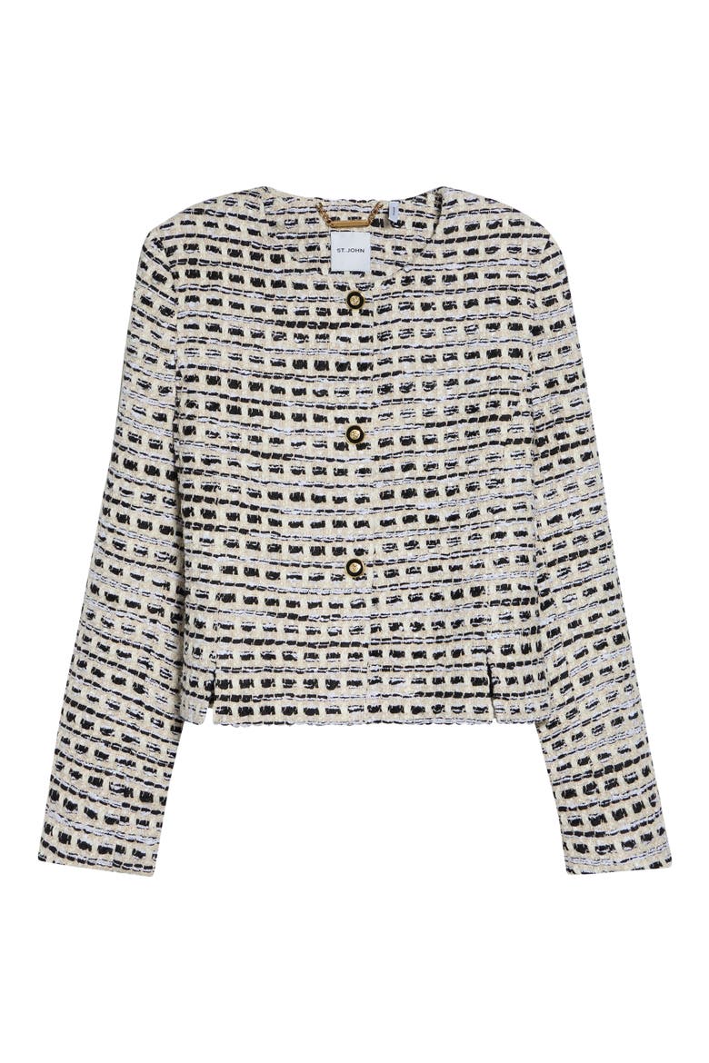 Rosa Basket Weave Tweed Jacket, Alternate, color, LINEN/ BLACK MULTI