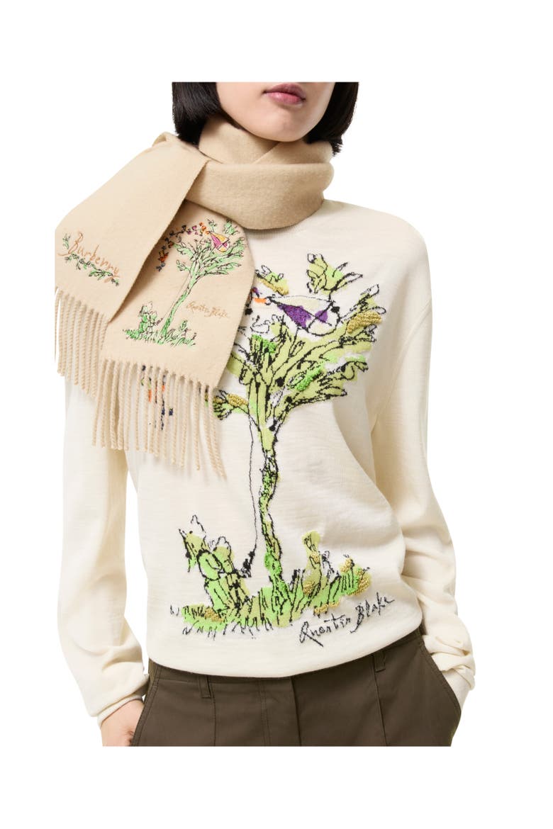 Narrow Brave Little Tree Cashmere Scarf, Alternate, color, Nutmeg beige