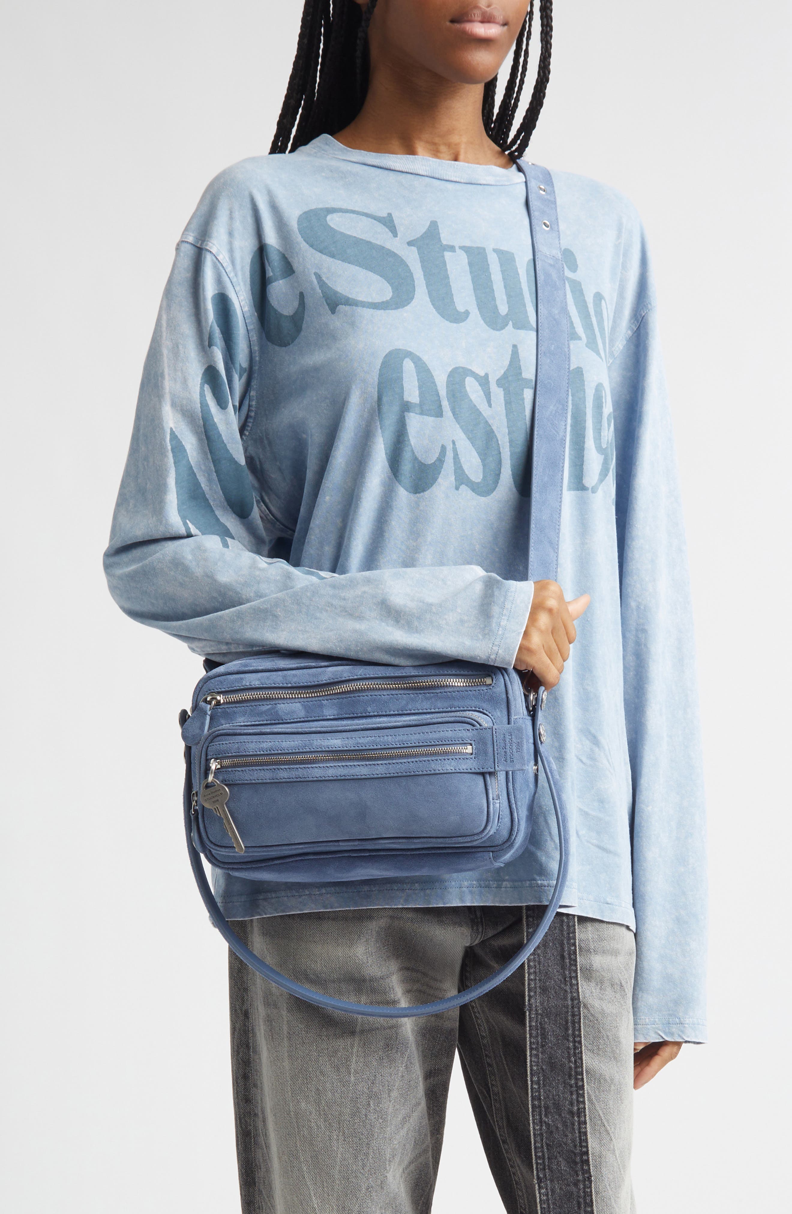 Camero Party Suede Shoulder Bag, Alternate, color, DENIM BLUE