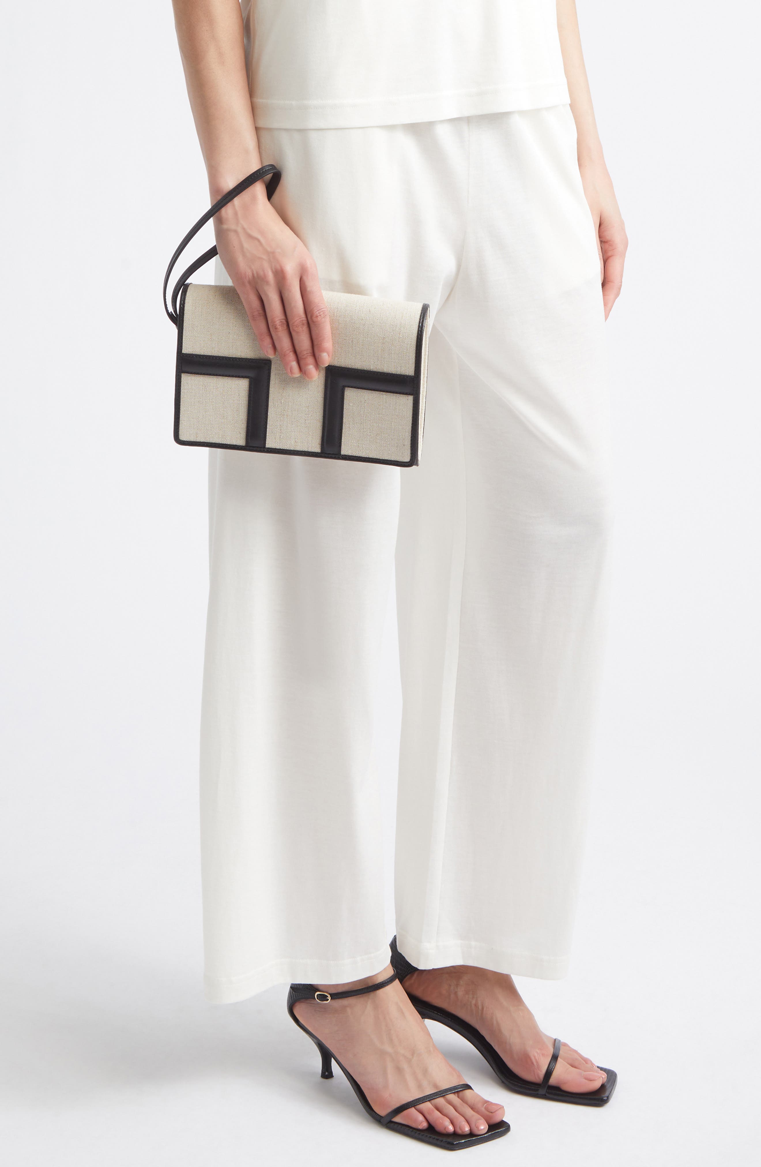 TOTEME T-Flap Canvas & Leather Envelope Clutch, Alternate, color, 