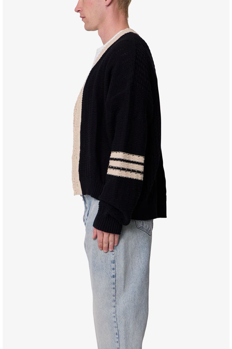 Collegiate Stripe Button-Up Cardigan, Alternate, color, BLACK/ BROWN