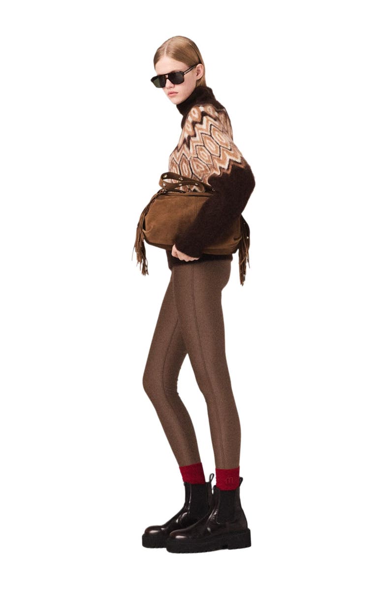 maje Fair Isle high-neck sweater, Alternate, color, Dark Brown