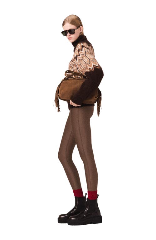 Maje Womens Dark Brown Fairisle High-neck Mohair-blend Jumper In Brown