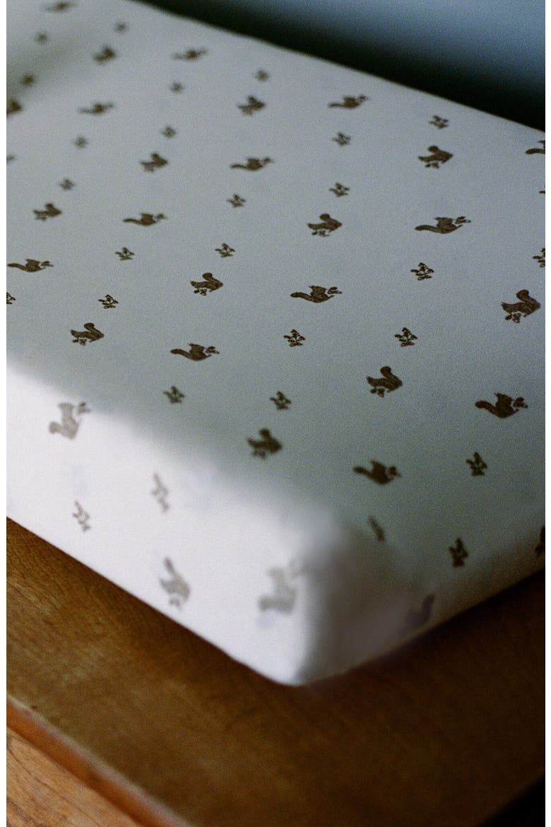Print Organic Cotton Changing Pad Cover, Alternate, color, SQUIRREL/ EGGSHELL