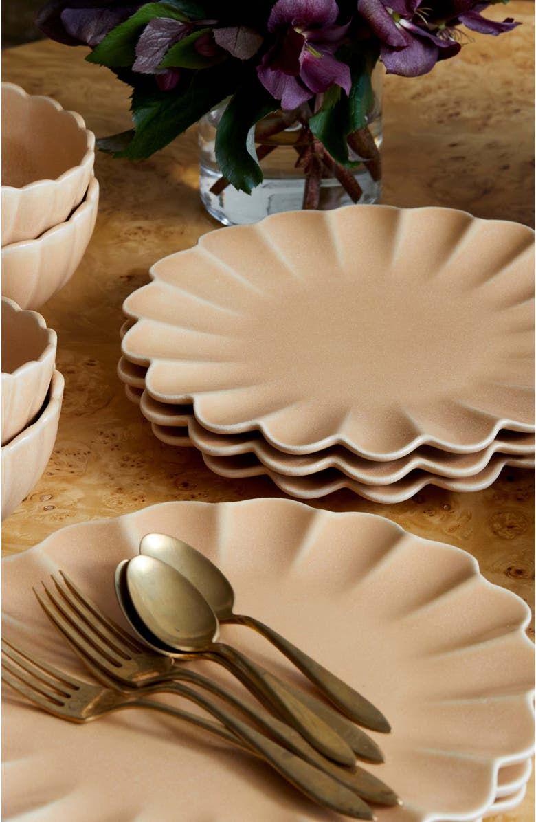 LEMIEUX ET CIE Dhalia Stoneware 4-Piece Bowl Set, Alternate, color, Camel