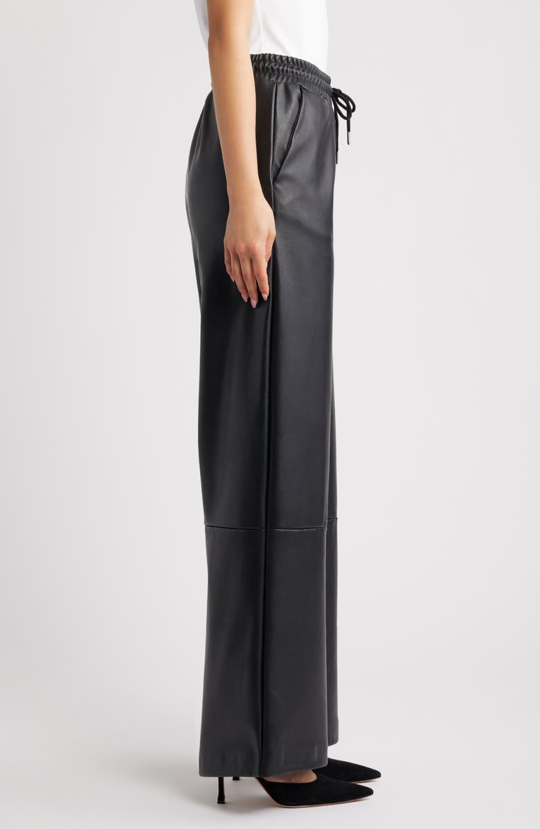 ICHI Ihzoma Faux Leather Pants, Alternate, color, Black