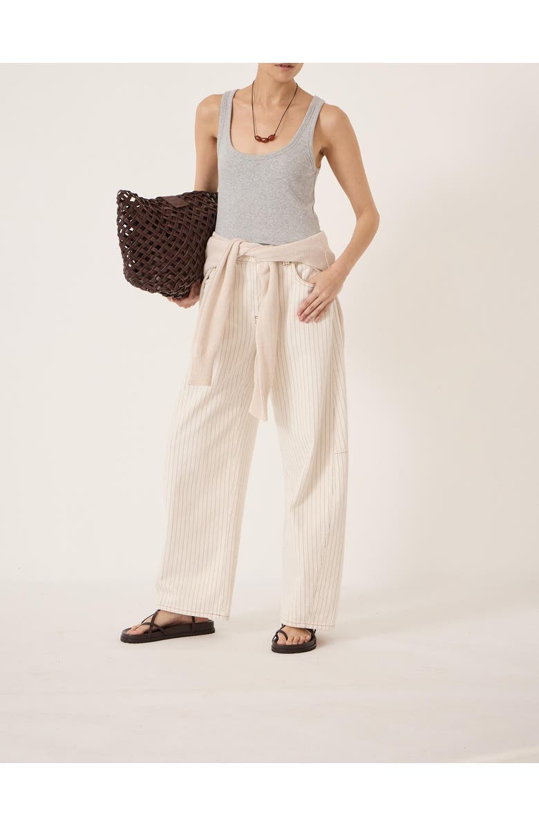 Hush Bree Stripe Horseshoe Barrel Leg Jeans, Alternate, color, White