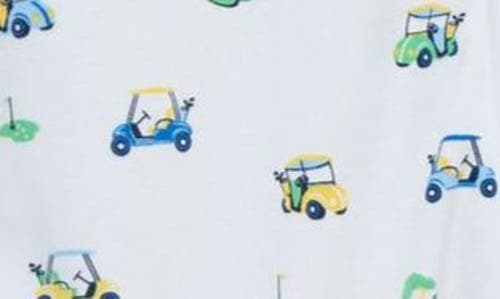 Shop Little Me Golf Links Print Cotton Footie & Hat Set In Blue