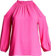 Vince Camuto Cold Shoulder Crepe Blouse