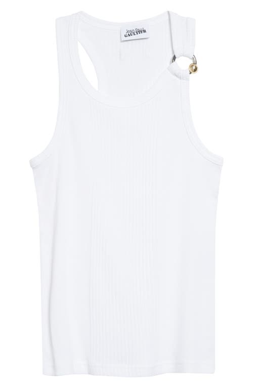 Jean Paul Gaultier Ribbed Texture Scoop Neck Sleeveless Top In White