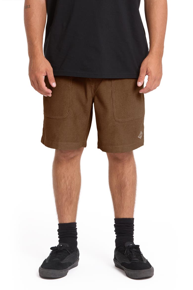 De la Cruz Water Repellent Corduroy Shorts, Main, color, SEPIA