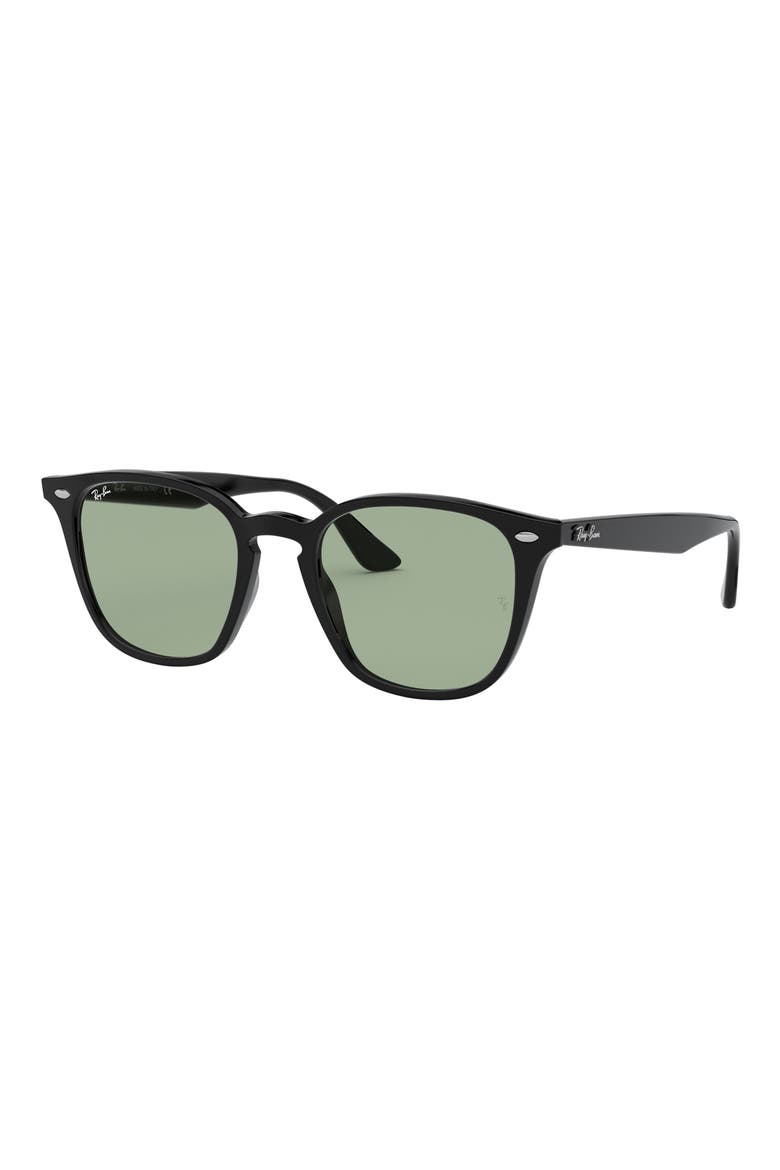 52mm Square Sunglasses, Alternate, color, SHINY BLACK