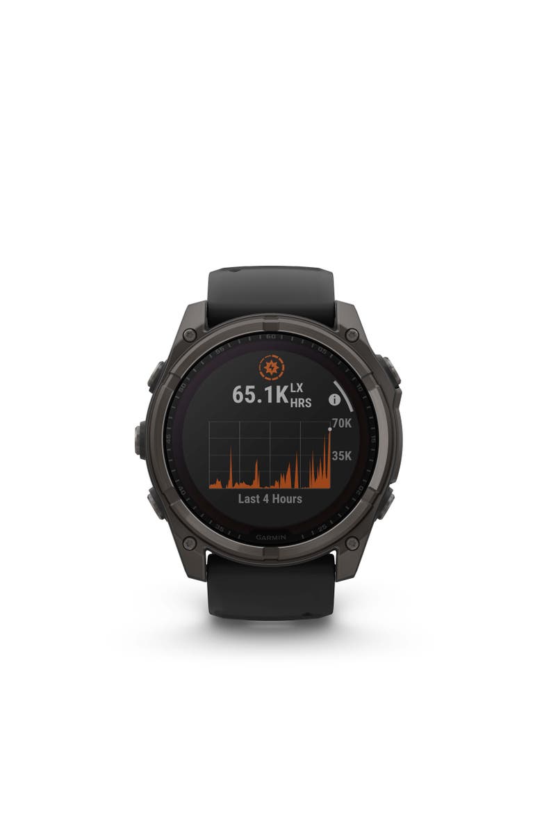 Garmin fenix 8 51mm, Saphire Solar, Outdoor and Fitness GPS Smartwatch, Carbon Gray Titanium Black, Black/Pebble Gray Band, Alternate, color, Black/Pebble Gray Band