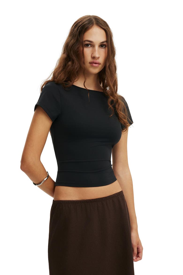 Women's Hold Me Scoop Back Tee, Main, color, Black