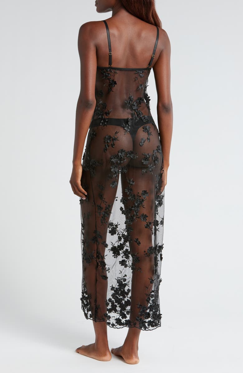 KILO BRAVA Embroidered Sheer Chemise, Alternate, color, Black