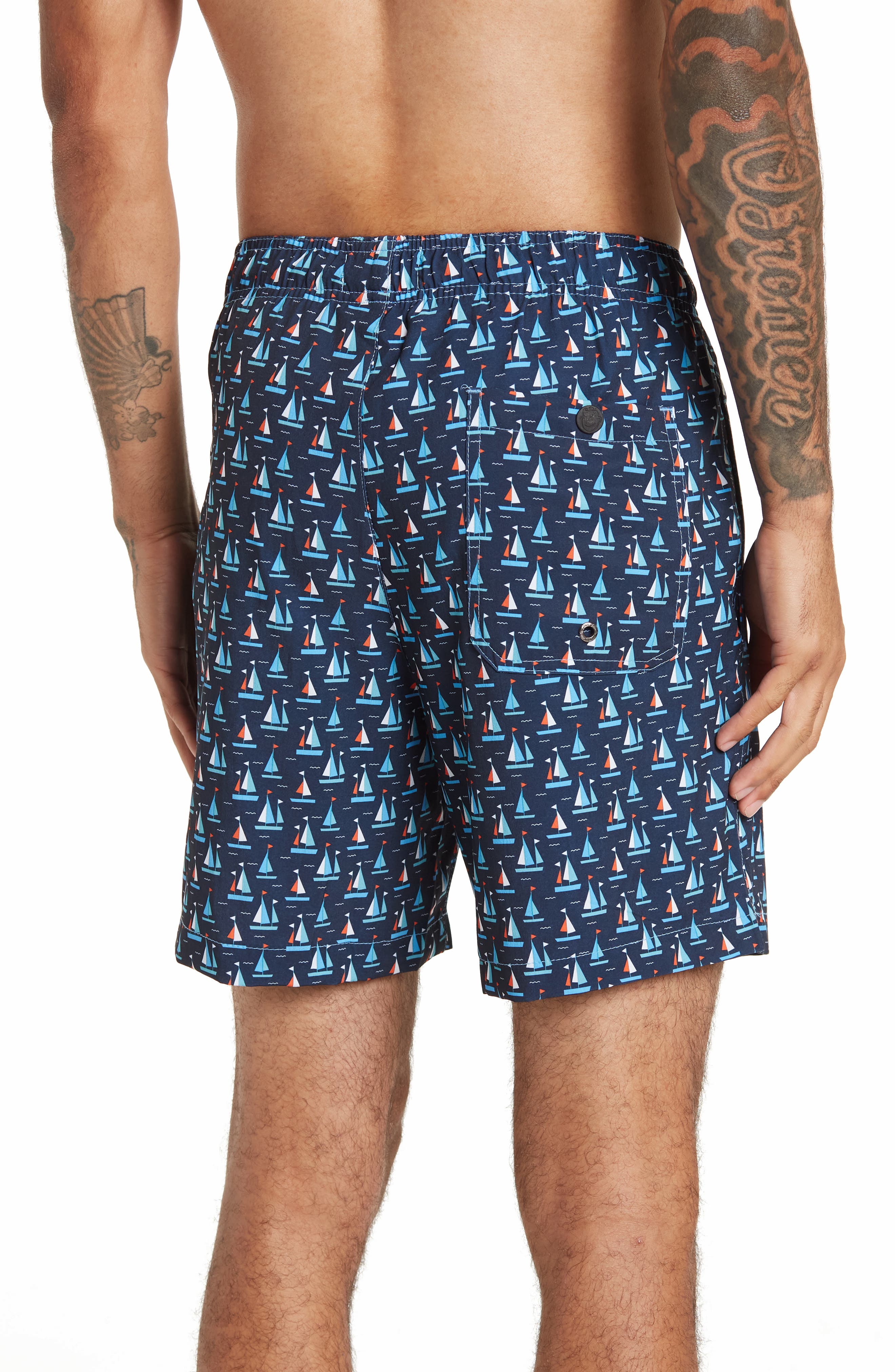 Mr.Swim MR. SWIM Sailboat Print 4-Way Stretch Swim Trunks (Men ...