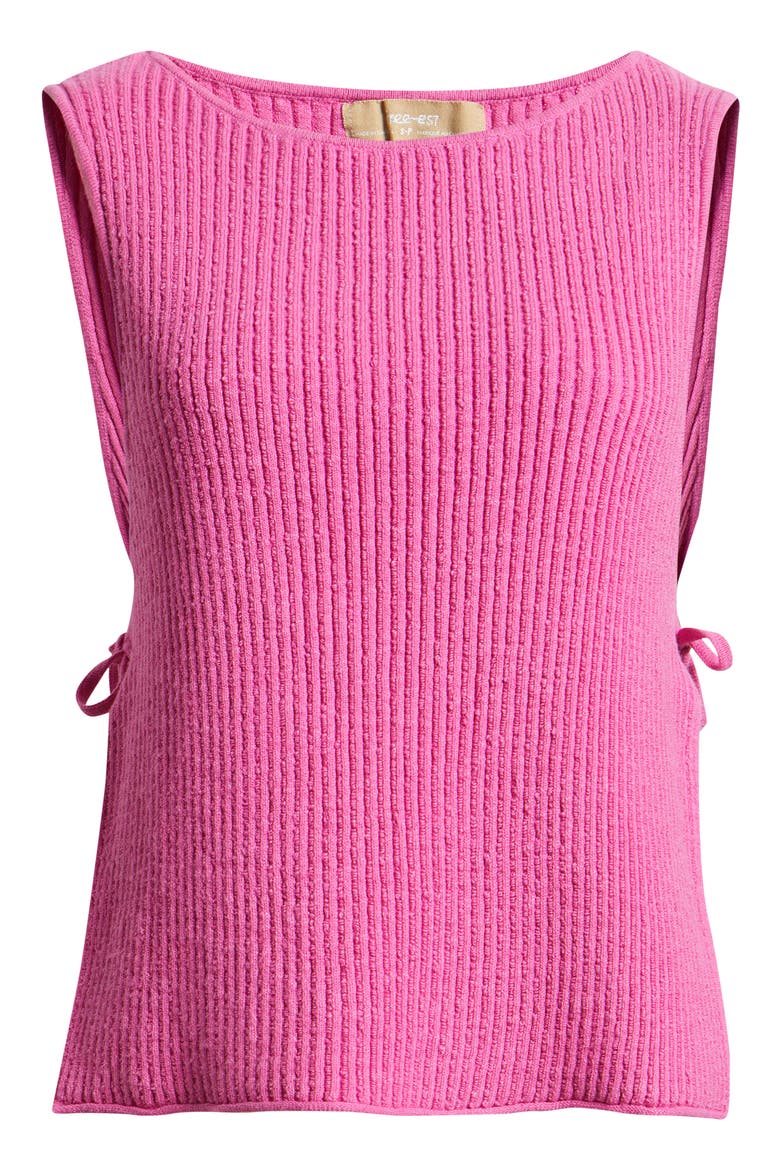 Lizzie Rib Side Tie Sleeveless Cotton & Linen Blend Sweater, Alternate, color, ISLAND FLOWER