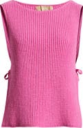 Free People Lizzie Rib Side Tie Sleeveless Cotton & Linen Blend Sweater