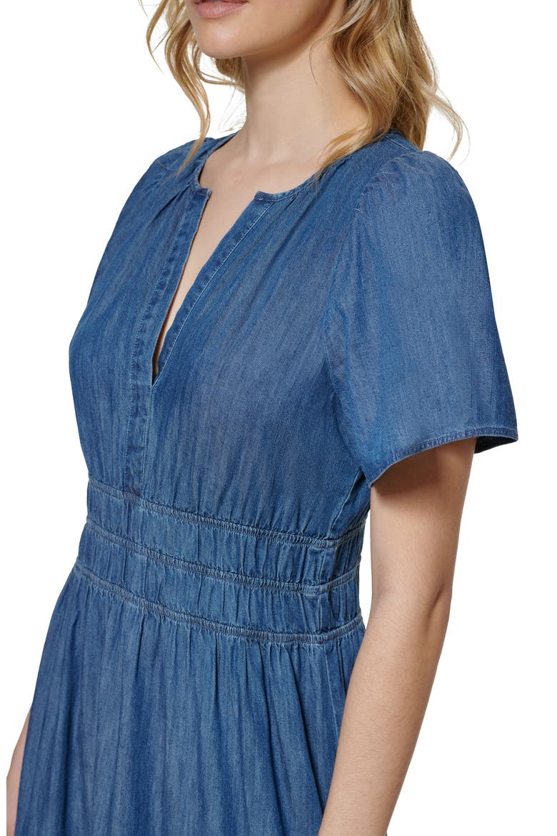 Chambray Short Sleeve Maxi Dress, Alternate, color, MEDIUM BENSON