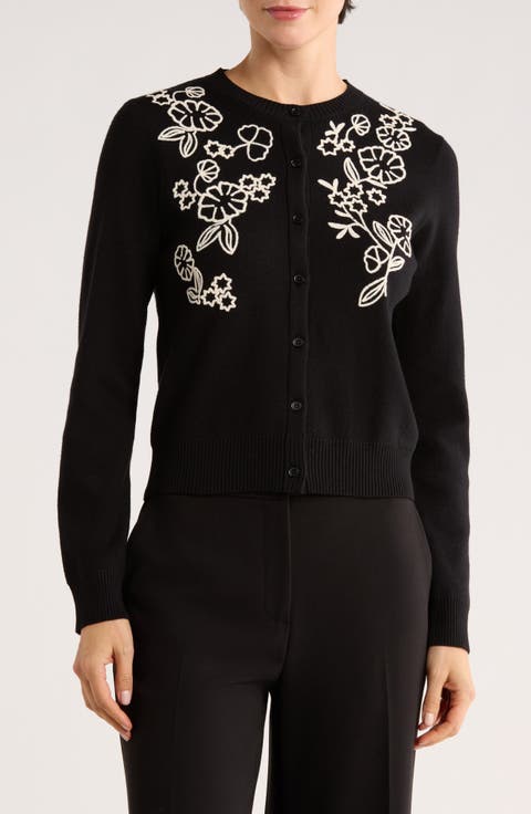 Floral Embroidered Crop Cardigan