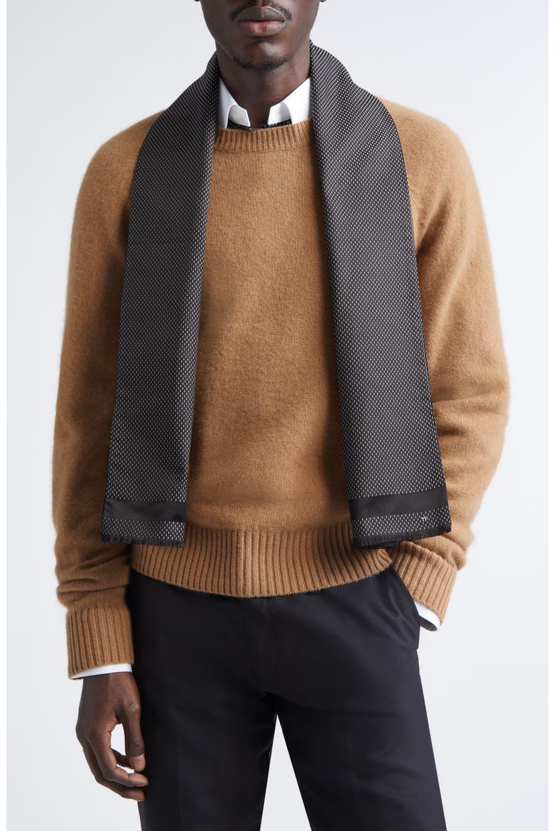 Reversible Cashmere & Silk Scarf, Alternate, color, BLACK/ CAMEL