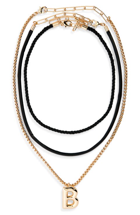 Set of 3 Interchangeable Initial Pendant Necklaces