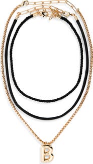 Open Edit Set of 3 Interchangeable Initial Pendant Necklaces