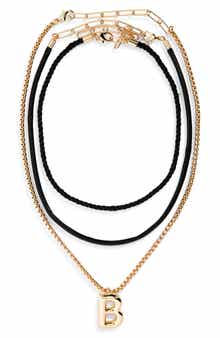 Open Edit Set of 3 Interchangeable Initial Pendant Necklaces