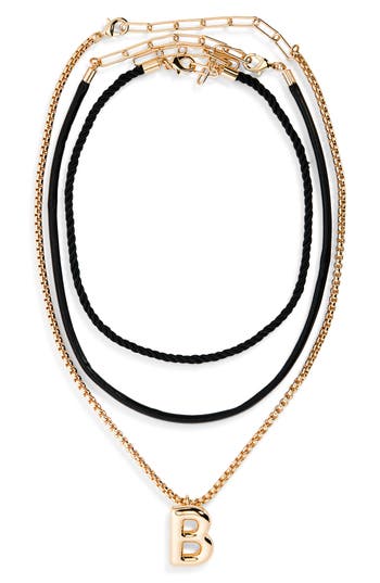 Open Edit Set Of 3 Interchangeable Initial Pendant Necklaces In Multi
