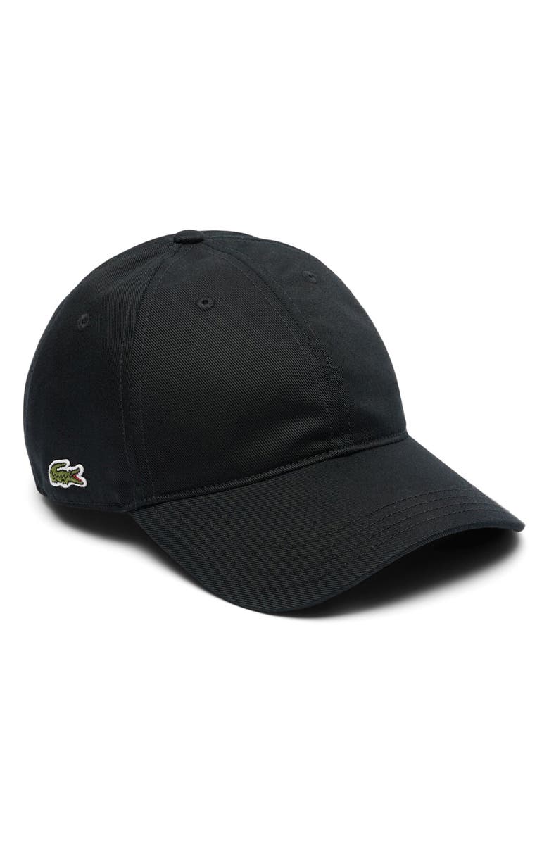 Lacoste Essential Cotton Twill Baseball Cap, Main, color, Black