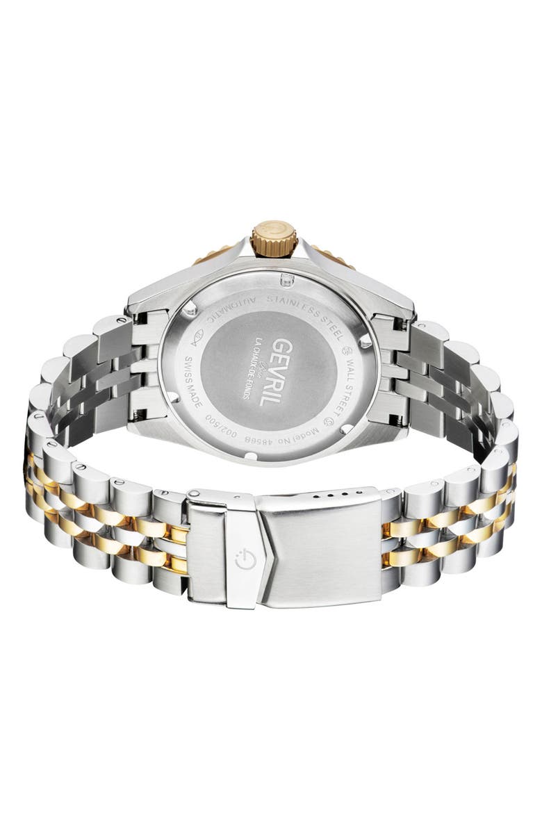 GEVRIL Wall Street Stainless Steel Bracelet Watch, 43mm, Alternate, color, Two Tone Ss-Gold