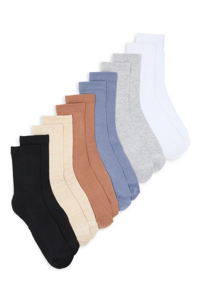 Foundational 6-Pack Half Crew Socks, Main, color, NUTTY GRANOLA