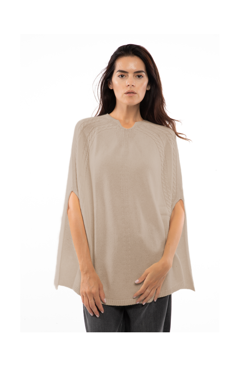 Monticelli Cashmere Pure Cashmere Elegant Cable Knit Poncho, Alternate, color, 