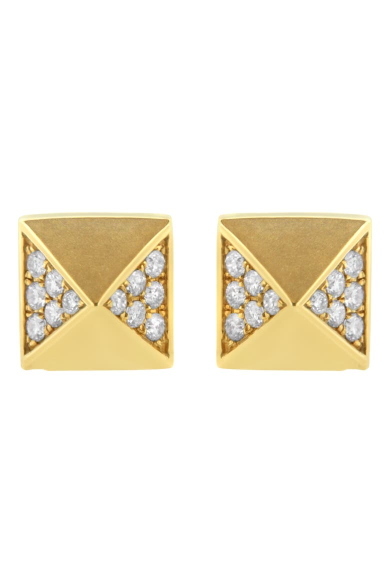 14K Yellow Gold 1/4 Cttw Diamond Pyramid Stud Earring, Main, color, Yellow
