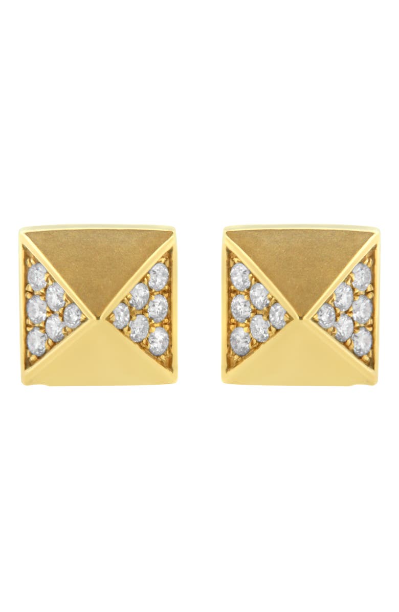 Haus of Brilliance 14K Yellow Gold 1/4 Cttw Diamond Pyramid Stud Earring, Main, color, Yellow