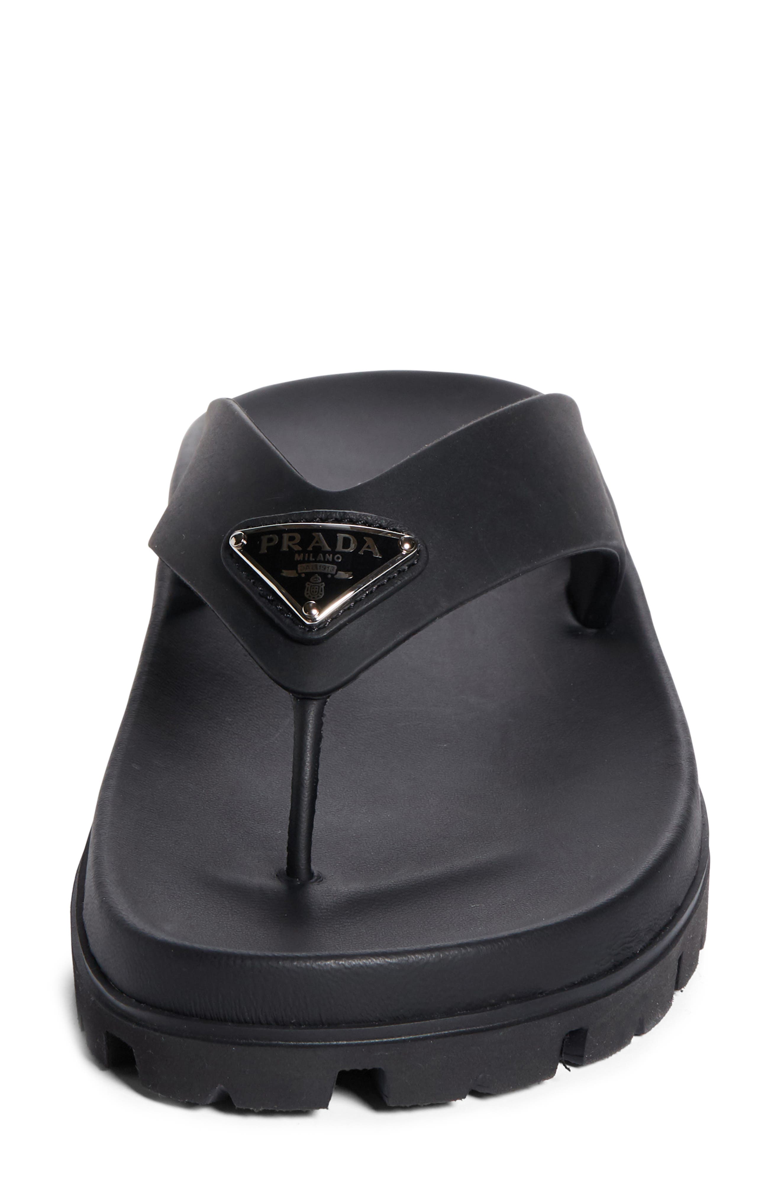 Prada Lug Sole Flip Flop, Alternate, color, Nero