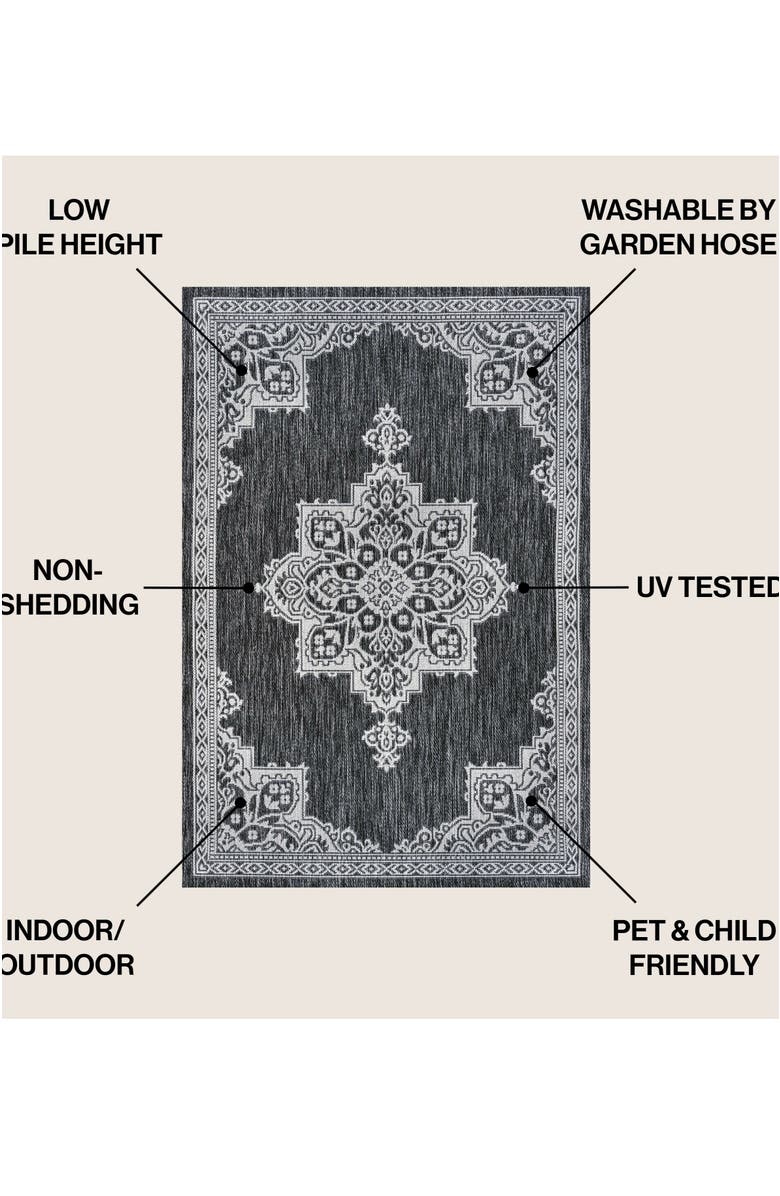 JONATHAN Y Arden Vintage Casual Medallion Indoor/Outdoor Area Rug, Alternate, color, Dark Gray/Cream