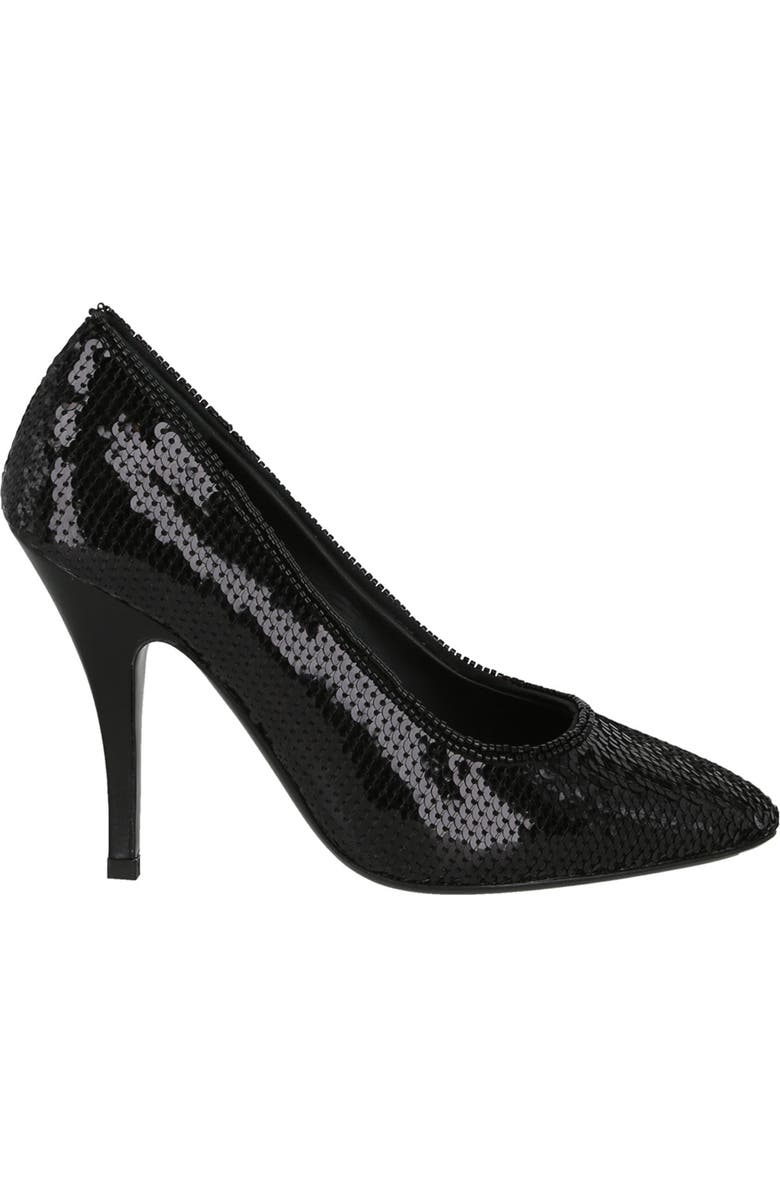 FERRAGAMO Judy Sequin Pointed Toe Pump, Alternate, color, Black