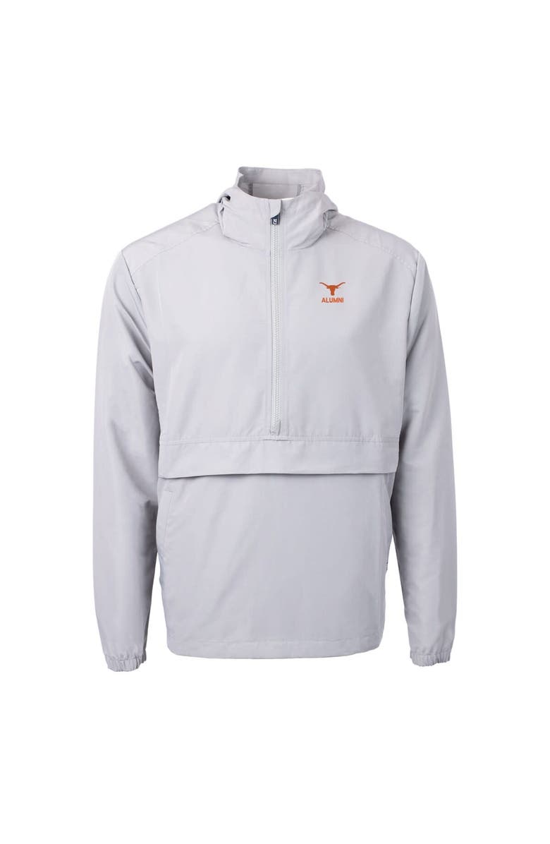 Cutter & Buck Men's Cutter & Buck  Gray Texas Longhorns Alumni Logo Charter Eco Knit Recycled Anorak Half-Zip Jacket, Alternate, color, 
