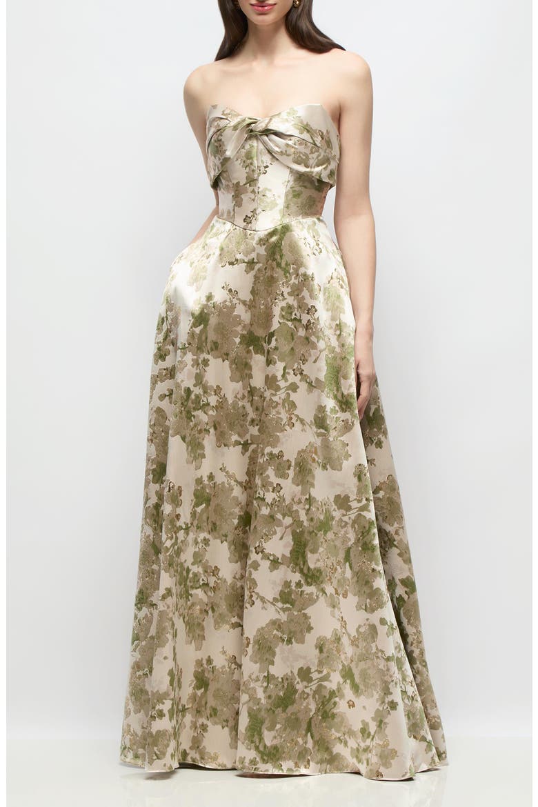 Antoinette Floral Jacquard Gown, Main, color, PERIDOT BLUSH