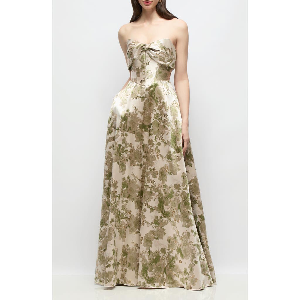 Alfred Sung Antoinette Floral Jacquard Gown in Peridot Blush at Nordstrom, Size 8