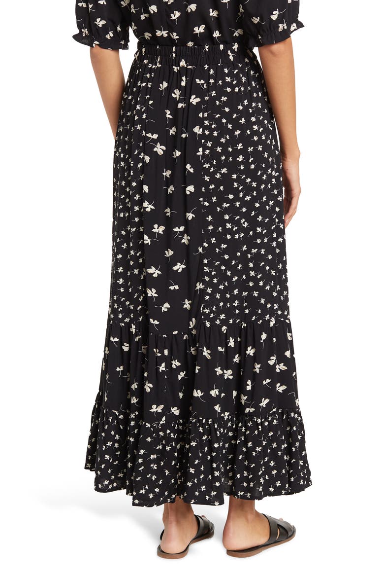 Floral Maxi Skirt, Alternate, color, BLACK IVORY FLRL