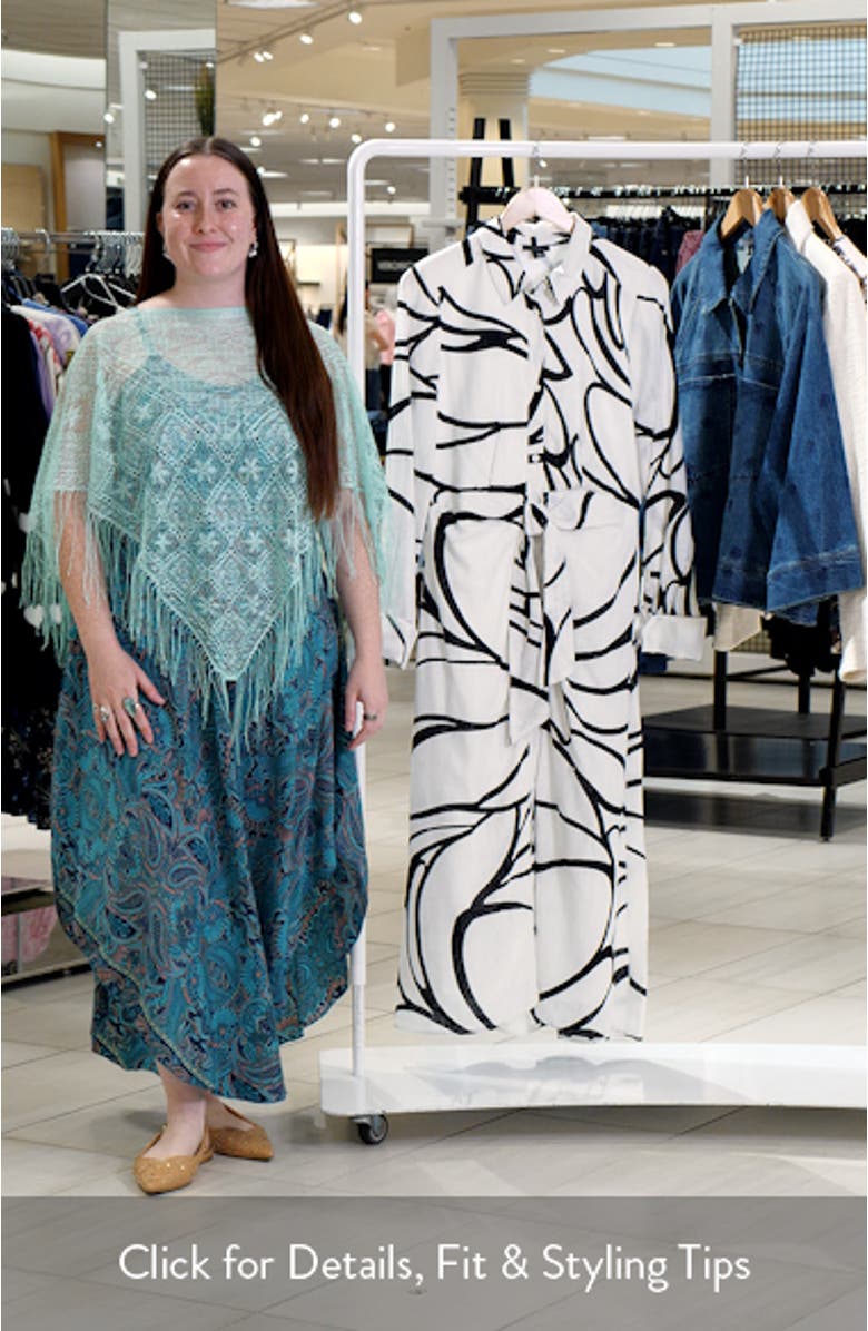 Abstract Print Tie Waist Maxi Dress, sales video thumbnail