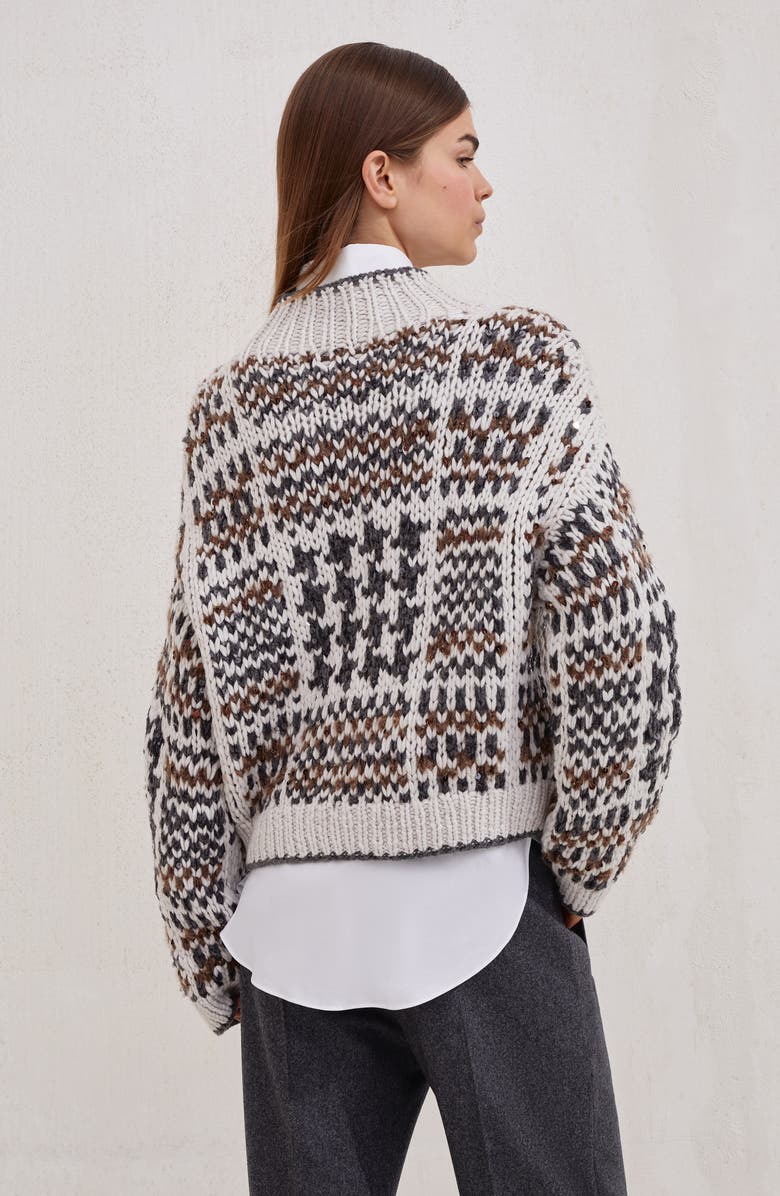 Brunello Cucinelli Prince of Wales OPERA sweater, Alternate, color, White