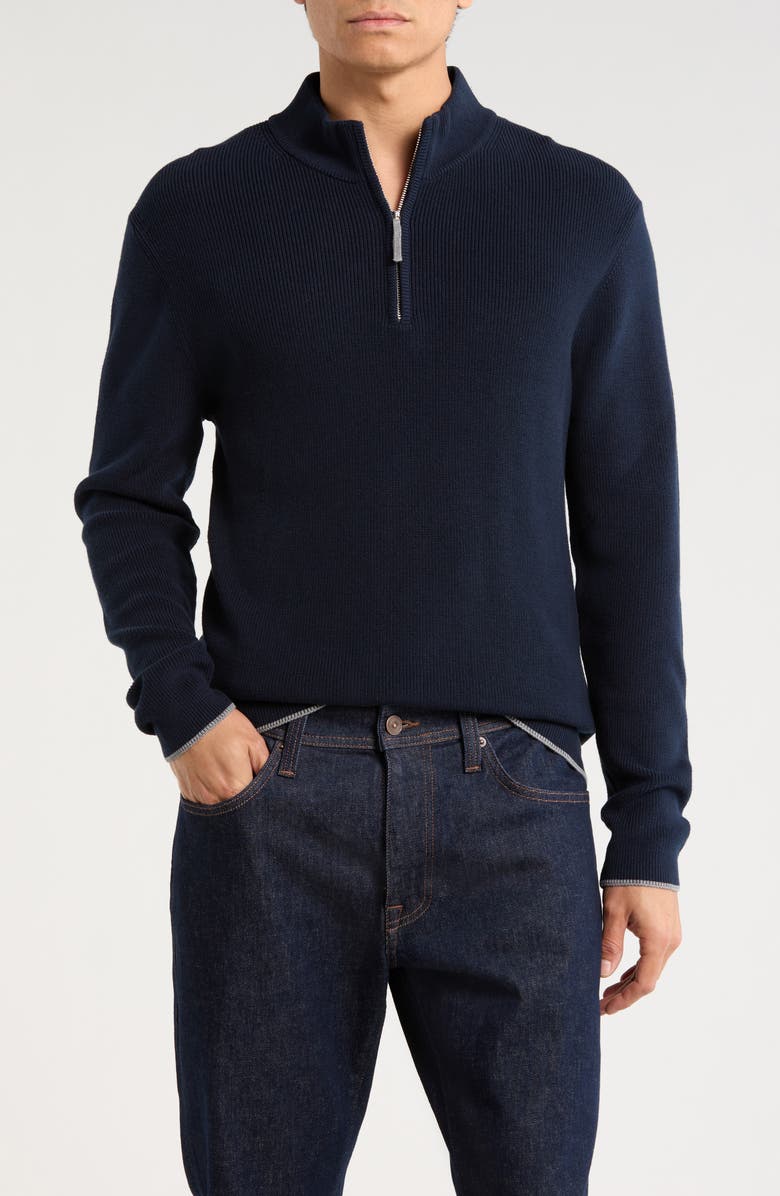 Jack Victor Christopher Quarter Zip Sweater, Main, color, Navy