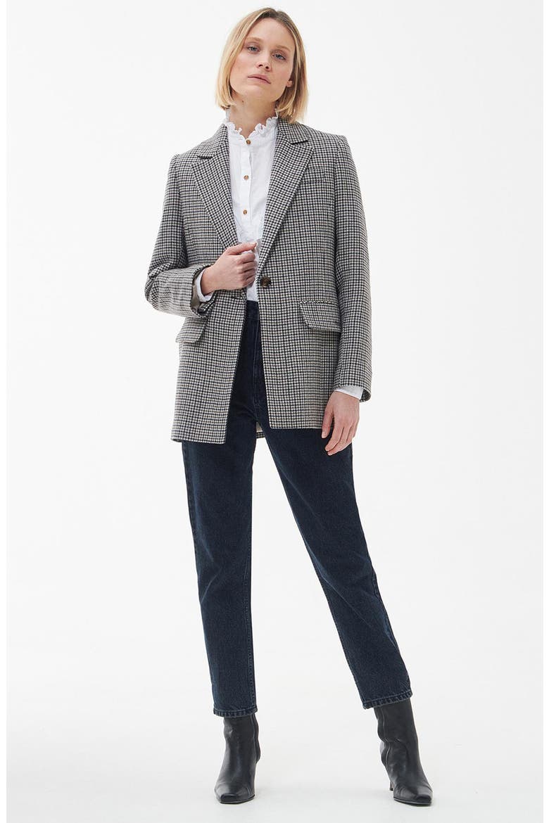 Patrisse Houndstooth Wool Blend Blazer, Alternate, color, LIGHT FAWN