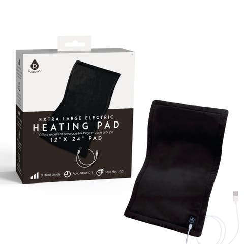 Large Electric Heating Pad - 12"x24", Ultra Soft Fabric, 3 Heat Settings, Auto Shut-Off