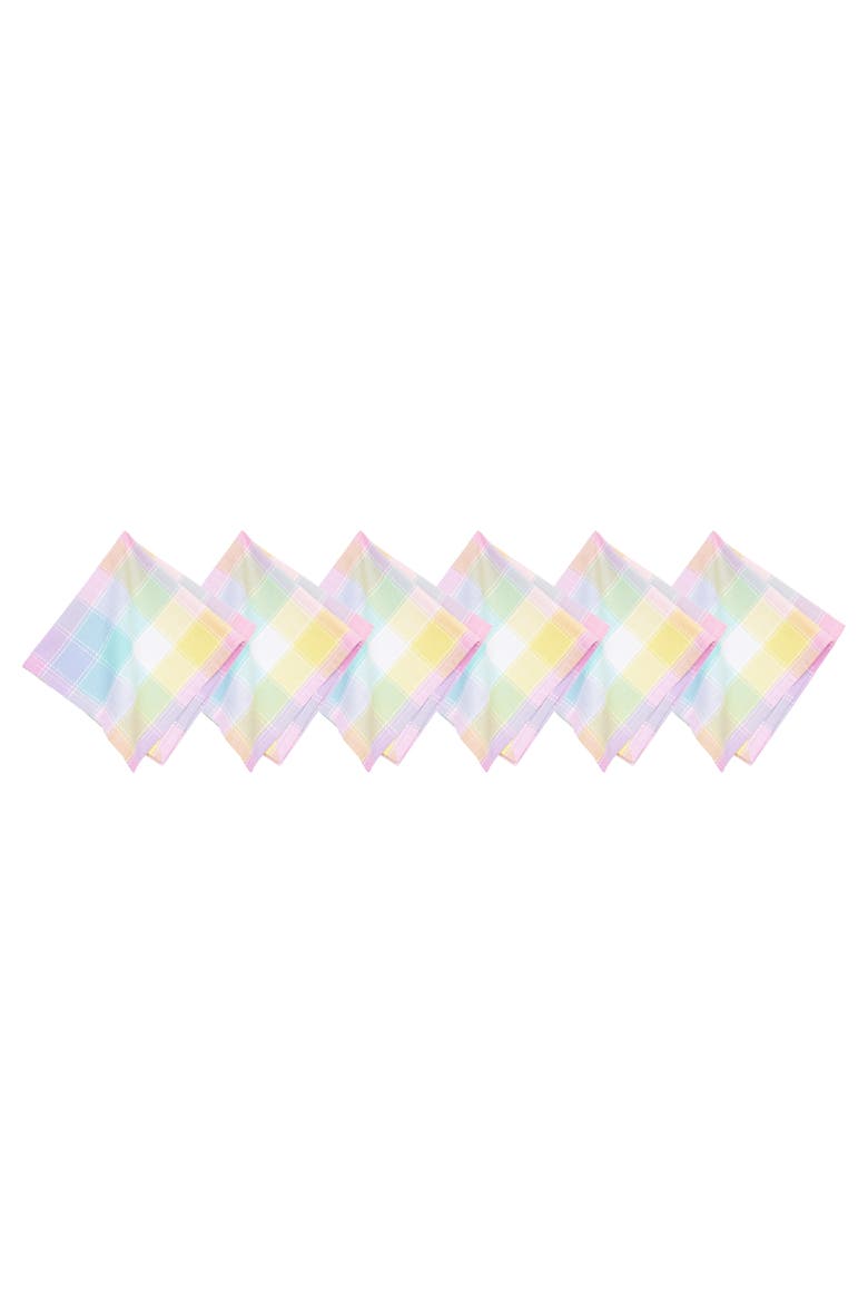 Hana Color Block Plaid Napkin Set of 6, Main, color, Pink